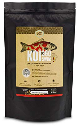 Nutramare Koi360 Pro Swim 1,2kg Herbst-Koifutter | Ideales Wachstum durch 40% Protein, Spirulina für Intensive Farben