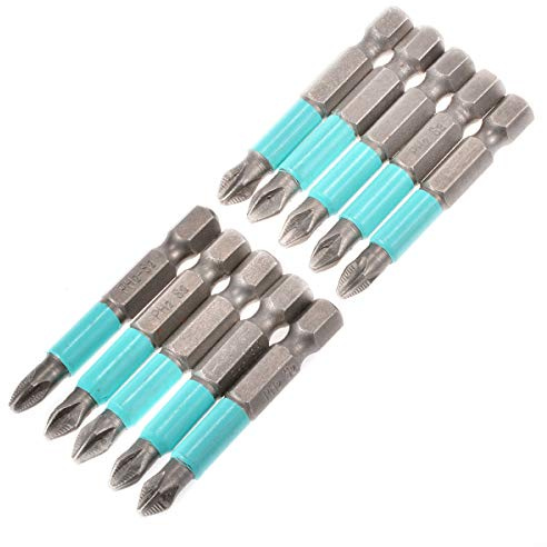 KATUR Lot de tournevis cruciformes de précision de 50 mm, tête cruciforme, 6,35 mm, embouts de tournevis antidérapants avec PH2 magnétique (50 mm)