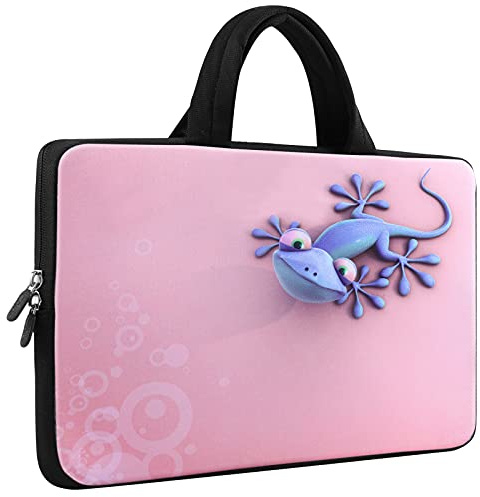 icolor Housse de transport en néoprène pour ordinateur portable, tablette, Chromebook, Notebook, Ultrabook de 11, 11,6, 12, 12,1, 12,5, avec poignée, pour enfants, motif Gecko mignon