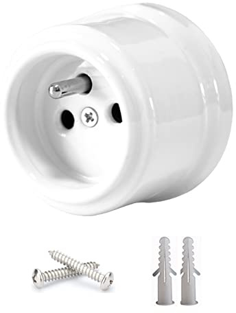 FRENCH Base prise porcelaine blanche 240 V, 16 A
