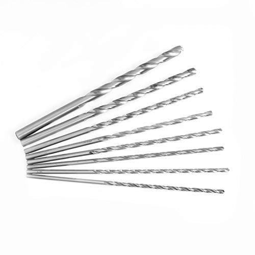 Broca helicoidal, 8 piezas, 4-10 mm, extra larga, de acero de alta velocidad, vástago recto, broca helicoidal, para trabajos de perforación, materiales blandos, aluminio, madera, plásticos