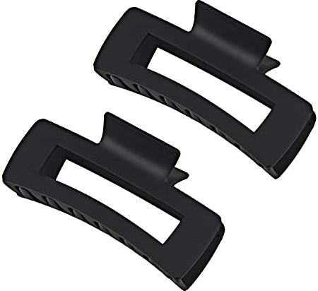Black Hair Claw Clips for Women Girls, Large 4.2 Matte Rectangle Nonslip Jaw Clips for Thick and Thin Hair, 2 Packs