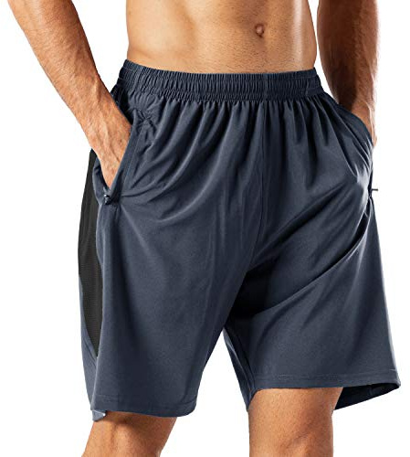 HMIYA Short de Course Homme Séchage Rapide Sport Pantalon Court avec Poche Zippé