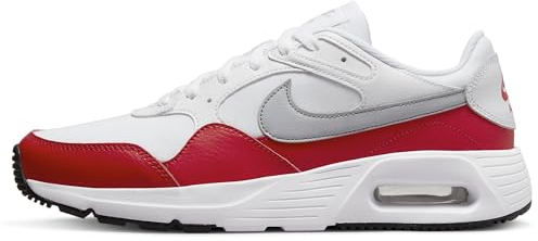 NIKE Men's Air Max Sc Sneaker, White Wolf Grey University Red Black, 9 UK