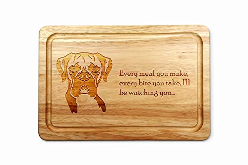 Personalised Store Boxer Dog Wooden Chopping Board 30 x 20 cm