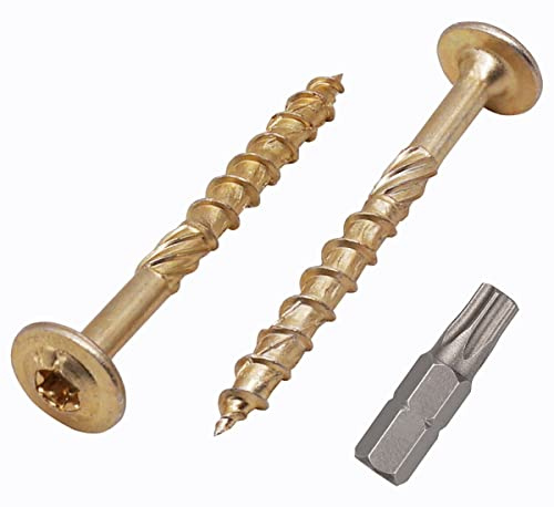 Marcopol (Förpackning med 40 st) galvaniserat stål 6,0 x 60 mm gula träskruvar, torx-huvud, våffelhuvud, träskruvar, delvis gängad (40, 6,0 x 60 mm)