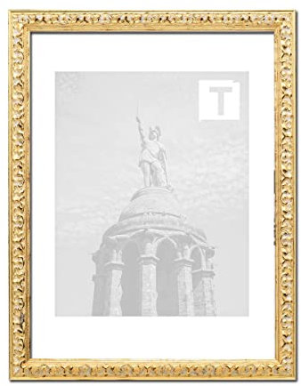 Barock-Bilderrahmen Sheila Gold 30 x 40 cm Kunststoffglas Antireflex 2mm Florale Verzierung