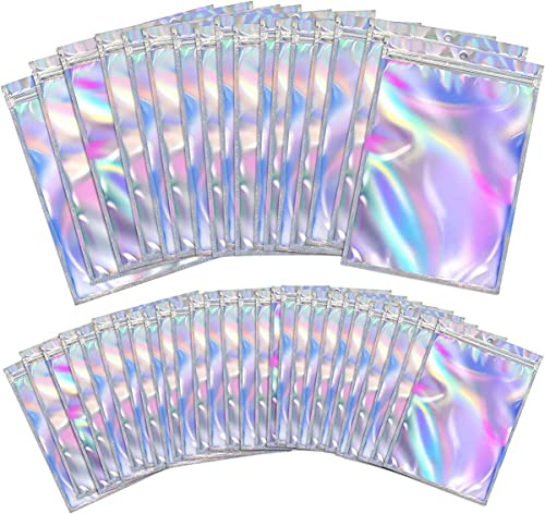 MaoNativey 100 Pezzi Mylar Sacchetti a Chiusura Sacchetti a Prova di Odore, Sacchetti in Alluminio Richiudibili, Mylar Borsa per Conservazione dei Cibi a Favore della Festa(7,5 x 12 cm)