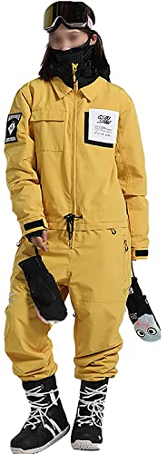 Herren Und Damen Einteiliger Skianzug Einteiliger Schneeanzug Anzug Wasserdicht Und Winddicht Herren Schneeanzug Warmer Skioverall Schneesport,Gelb,M