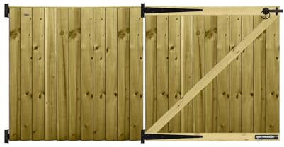 Premier Garden Supplies PGS Feather Edge Semi-Braced Capped Flat Top Made to Measure Driveway Gates Measurements Height 3ft - 4ft (90-120cm) x Width: 213cm - 244cm +600mm Hinge Ring Latch Kit