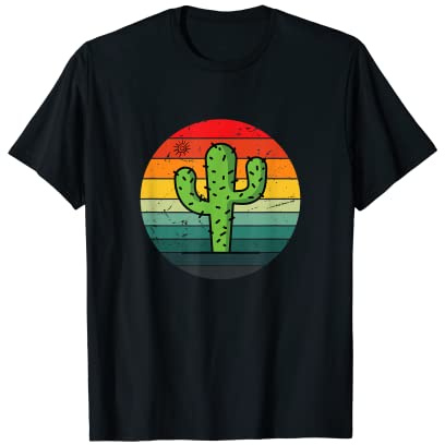 Retro Cactus Sunset Saguaro Opuntia succulent Cactacea Lover T-Shirt