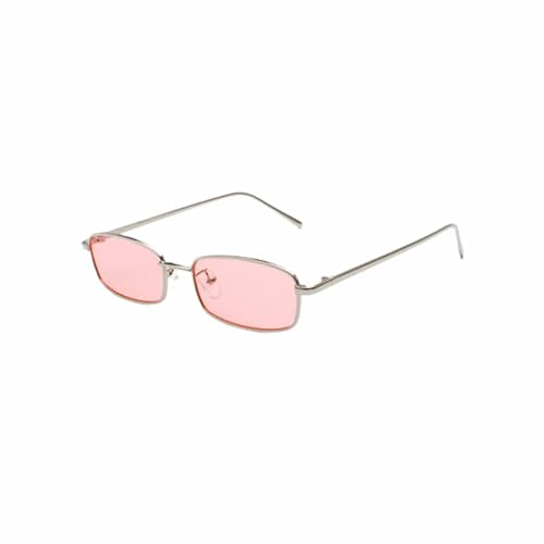 WDZAYXC Klassische Rechteckige Sonnenbrille Retro Schlanke Metallrahmen Gläser Vintage Rechteck Candy Farbe Sonnenbrille