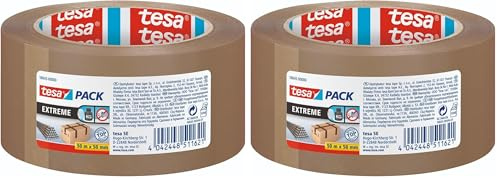tesa tesapack Extreme, Premium-Paketband, besonders klebstark und reißfest, ideal zum Verpacken und Bündeln schwerer Pakete und Objekte (Packung mit 2)
