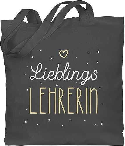 Shirtracer Baumwolltasche - Lehrerin - Taschen - Lieblingslehrerin gold weiß - Unisize - Dunkelgrau - geschenk für lehrerinnen tasche klassenlehrerin jutebeutel lehrertasche teacher beutel bedruckt