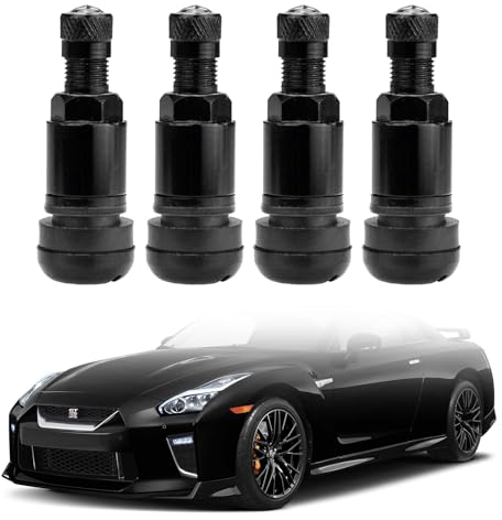 Schwarz Metallventile, Felgenventil Metall, 2 Stück Stahlventile, Auto, Luftventil, Autoreifen Ventil, Reifenventil, Autoventil