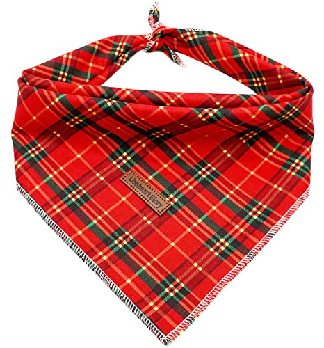 Lionheart glory Hundehalstuch 1 Päckchen waschbar weiche Baumwolle Weihnachten Lätzchen Schal, einstellbar Kerchief Quadratische Hund Halstücher für kleine Hunde Kariert Halstücher