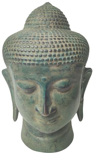 YOMANIS Bali Art Bronze Antik –Limitierte Skulptur – Buddha Kopf – Lord Buddha – Hindu Figur Spirituell – Meditation und Buddha Deko Bad Highlight [20x12x13cm] M