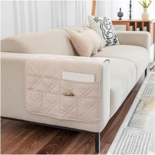 MCNDSI Sofá Reposabrazos Fundas Sillas Protectores de Brazos Sofá Cubre Apoyabrazos Sillones fundas para sofá reclinable,antideslizante,organizador de sofá, protector de brazo Color:Beige-a, Size: 50