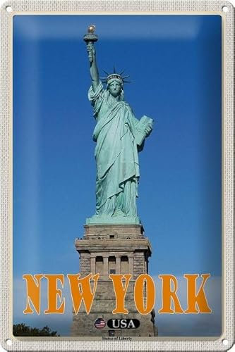 Blechschild 30 x 20 cm USA New York Motiv: Statue of Liberty - DekoNo7