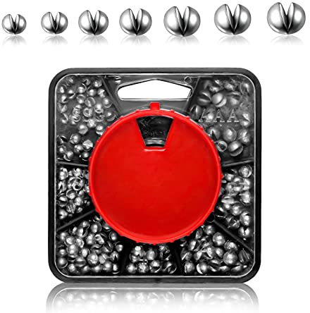 Galerie SV Angelblei Set - 160 Stück Bleischrot Mit Aufbewahrungskiste, Herausnehmbare Blei Gewichte, 7 Größen Sortimentsdose (0,4g/0,5g/0,6g/0,8g/1g/1,2g/1,5g)