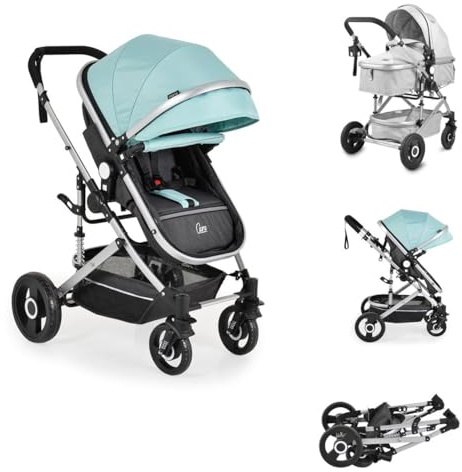 Moni, passeggino Ciara, navicella, seggiolino sportivo, sedile reversibile, colorazione:blau schwarz