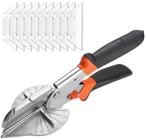 GIONAR Miter Shears, 45 to 135 Degree Trunking Cutter Trim Cutter, Multi-Angle Gasket Shear for Soft Wood, Plastic, PVC, Angular Cutting and Moulding Trim, Blind Cutter with 10 Spare Blades