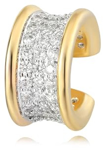 MTMY Gold Ear Cuff Earring for Women 14K Gold Plated Cubic Zirconia Non-Pierced Clip on Cartilage Chunky Ear Cuffs Hypoallergenic Jewelry (wide)