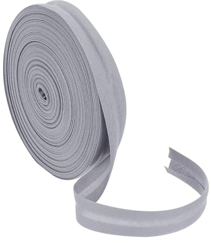 BENECREAT 20 m Cinta de sesgo de plegado simple, cinta de sesgo gris oscuro de 14 mm de ancho, cinta de dobladillo para coser ropa de bricolaje, costura, tubería, acolchado