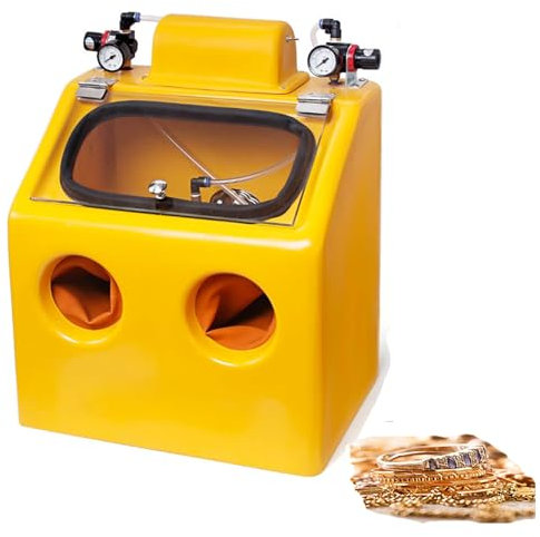 LBMED Armoire Sablage,sableuse Dentaire Professionnelle À LED avec Valve Pression d'air Et Interrupteur Au Pied,Taille Bulle Et Jet Sablage Réglable,système Filtration Scientifique Double,pour Bijoux
