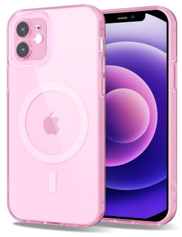 Svanove per iPhone 12 Mini Cover Compatibile con MagSafe, Trasparente Magnetica Protezione della fotocamera Custodia, Sottile Silicone Antiurto Anti-Graffio Custodia Case, Rosa Chiaro