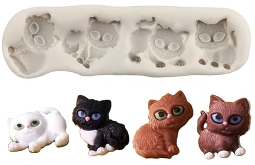 MINFEIDMS Cat Silicone Fondant Mould | Sugar Chocolate Candy Cake Decorating Cupcake Topper Gum Paste Polymer Clay