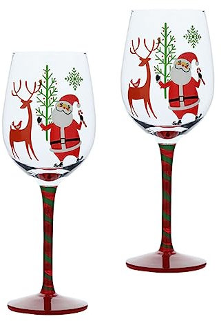 Mikinona Calici Da Vino Di Natale in Cristallo Calici A Tema Festivo Per Il Banchetto Di Natale