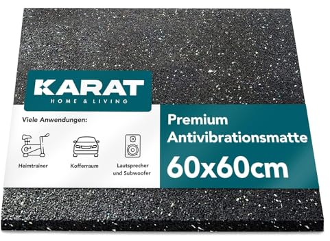 KARAT Alfombrilla antivibración de 60 x 60 cm, 3 mm de grosor, recortable para lavadora y secadora, base de goma, alfombrilla de goma