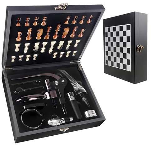 Set di cavatappi da Vino con Scatola in Legno Antico,Set di Accessori da Vino,Set per l'apertura del Vino,Set da Sommelier con cavatappi,Cavatappi per Vino Tappo del Vino(BlackWood2)