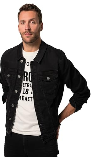 JP 1880 Hommes Grandes Tailles L-8XL Veste en Jean, 4 Poches et Patte de Boutonnage Noir 7XL 836791100-7XL