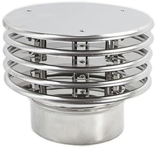 ALLINOX Terminale Con Lamelle Antivento e Antipioggia In ACCIAIO INOX Comignolo Canna Fumaria Per Camino Con Base Tonda Stufa a Legna o Pellet (DN 120)