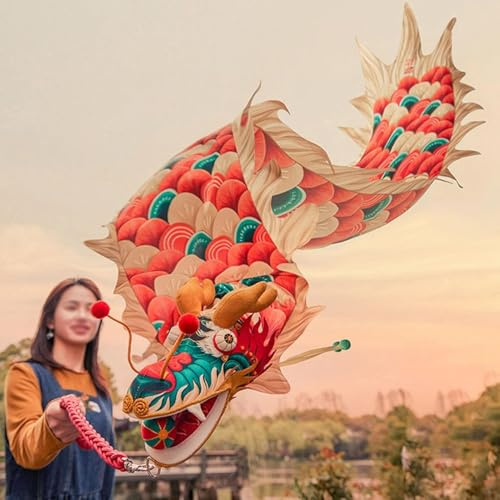 Dragon Poi Dance Dragon Ribbon Set, 6,5 Pieds / 13 Pieds De Long Lavable Dragon Flinging Poi avec Sac De Voyage, Jeter Le Dragon en Spirale Ruban D'entraînement Streame for Débutant(2m)