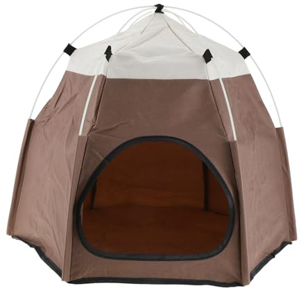 CAPASTEC Faltbares Katzenzelt Braun 1pc Für Innen Und Außen Oxford-Stoff | Keine Montage, Rutschfest, Für Haustiere Unter 7,5 Kg, 60X60X48 Cm, Leicht Zu Reinigen, Abnehmbare Stangen