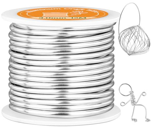 VynyQoo 3mm Filo di Alluminio, 12M Argento Pieghevole e Flessibile Filo di Ferro, Per Scultura Fai Da Te, Modellazione, Creazione Di Gioielli, Lavori Floreali