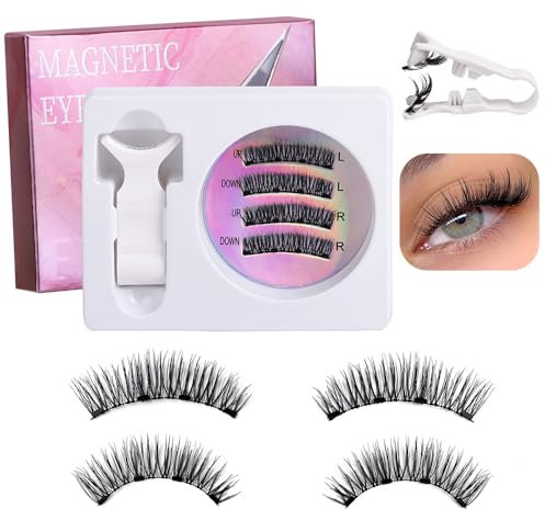 TTPSRY Pestañas Magnéticas Naturales Reutilizables Juego Completo Pestañas Postizas Magnéticas Aplicador Incluido sin Pegamento