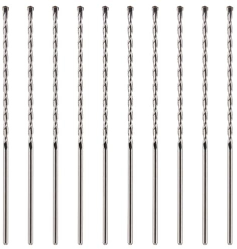 Rennie Tool - 10pcs 6mm x 300mm Long TCT Masonry Drill Bit Set | For Concrete Brick Porcelain Ceramic Tile Plastic Wood Etc. Tungsten Carbide Tipped For Standard Rotary Drills (NOT SDS)