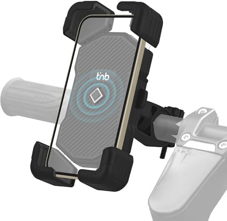 T'nB - Support Smartphone renforcé avec Verrouillage Automatique et Anti-Chute, Universel pour vélo/Trottinette, Adaptable à la Taille du Smartphone - Noir