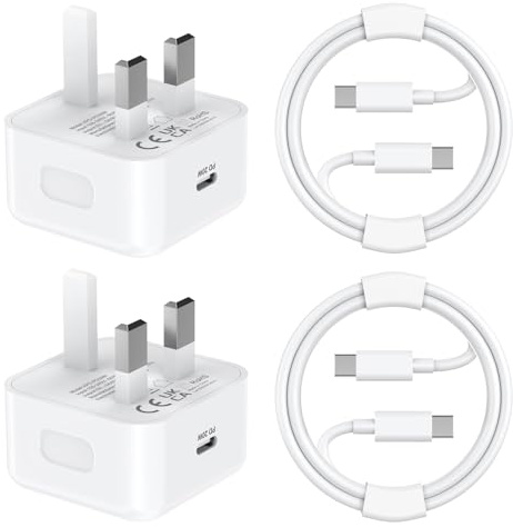 [Apple MFi Certified] iPhone 17 16 15 Charger, 20W USB C UK Plug & Cable | 2 Pack PD 20W USB C Charger Fast Charging Plug & 2M Type C Charging Cable for iPhone 17/17 Pro/17 Pro Max/Air/16 15 Pro Max