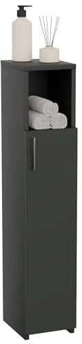 ComfortCove Mobiletto da Bagno Slim, Mobile Bagno Alto, Organizer Indipendente con Spazio Contenitivo, Colonna bagno salvaspazio per Cucina, Soggiorno, Nero
