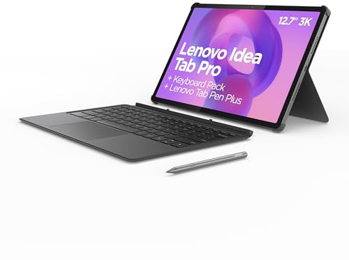 Lenovo Idea Tab Pro - Tablette Tactile, IA intégrée 12.7'' 3K, 144Hz (MediaTek Dimensity 8300, 8Coeurs, RAM 8Go, UFS 4.0 256Go, Android 14, Wifi6E + Bluetooth) Tab Pen Plus + Clavier - Gris