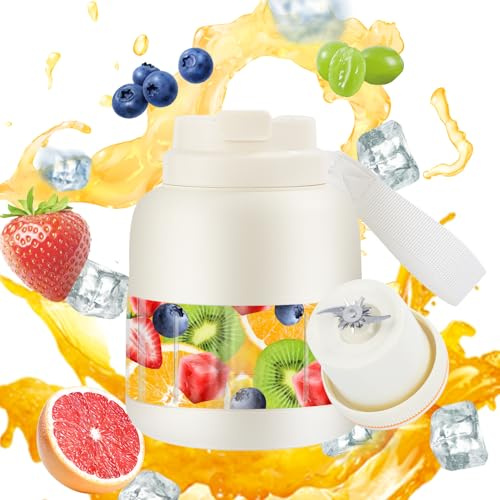 Frullatore portatile bianco per frullati da 765,4 g, ricaricabile, per frullati e frullati, per succhi, ricetta nutriente per ufficio, palestra, campeggio, viaggi, attività all'aperto
