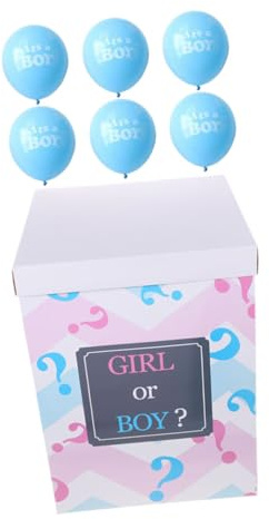 ABOOFAN Caja de Globos Transparentes 40X12X12 Pulgadas Para Fiesta Preatal Revelación Niño O Chica Con Globos Y Letras Coloridas