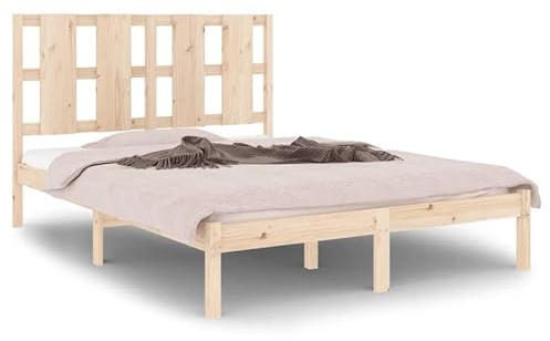 Eleganz Massivholzbett Kiefernholz 120x200 cm - Schlafzimmerbett ohne Matratze | Langlebig & Natürlich | Ideal für kleine Räume | Rustikales Design