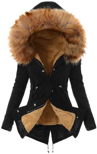 Wyongtao Veste Polaire A Capuche En Fourrure D'Hiver 2025 Manteau Epaissé Avec Poche Blouson Zippé Veste Parka Chic Et Chaud Manteau Femme Chaude À Manches Longues Hoodie En Peluche Chaud Hiver