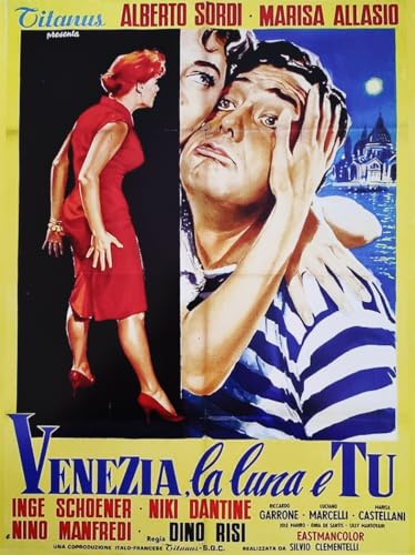 KUSTOM ART Poster Decorativo da Parete Serie Locandine Film Celebri Venezia la Luna e Tu Sordi Stampa su Cartoncino 40x30cm Senza Cornice